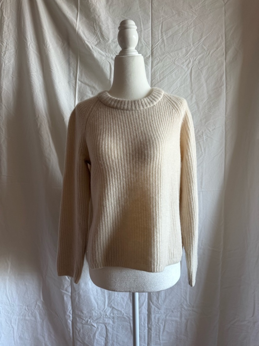 Quince Mongolian Cashmere Fishermen Crewneck Sweater Ivory